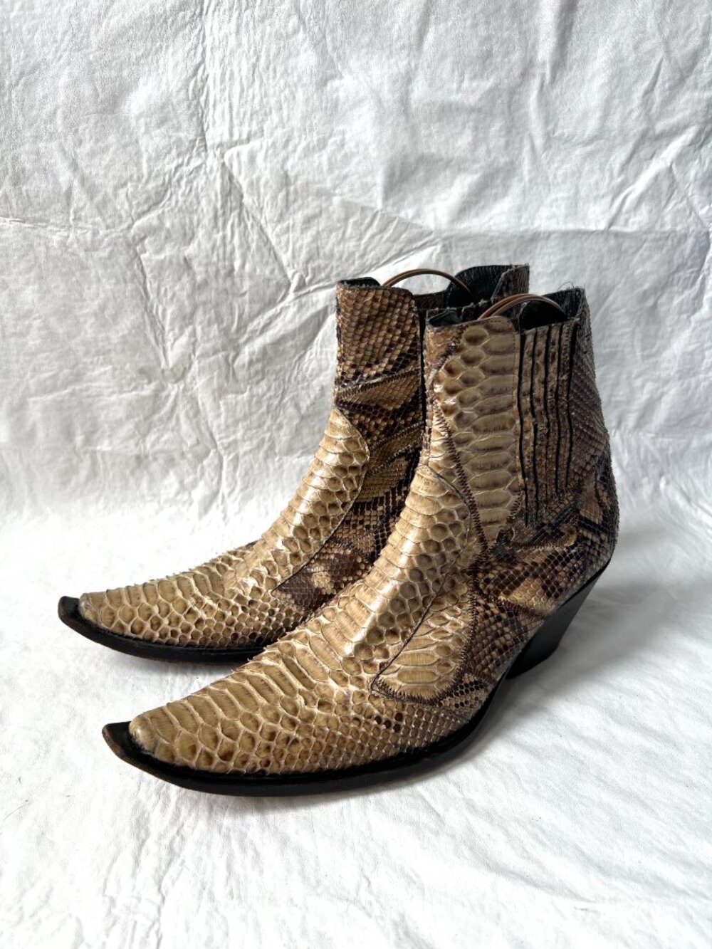 Gray Mer Snakeskin western boots EU 40 womens 10 boa leather pointed toe booties - Picture 3 of 14